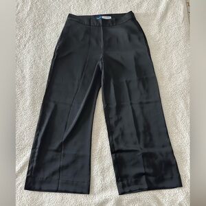 High Rise Wide Leg Sateen Pants